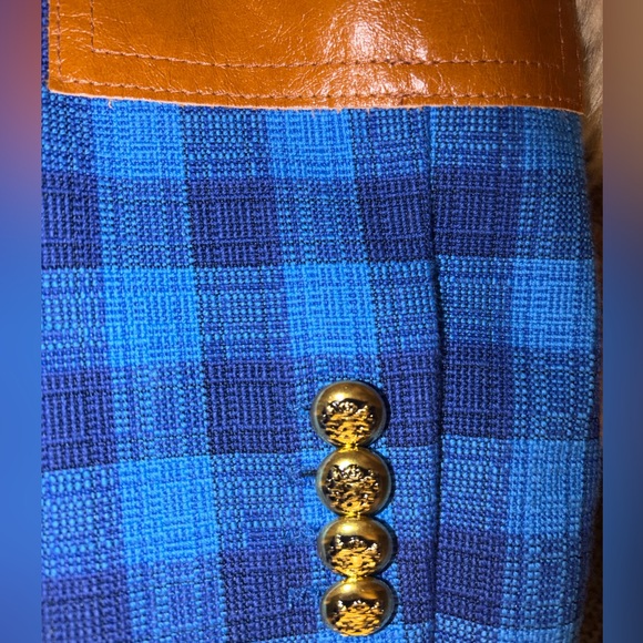 Smythe Blue and Tan Dutchess Checkered Blazer - Picture 3 of 11